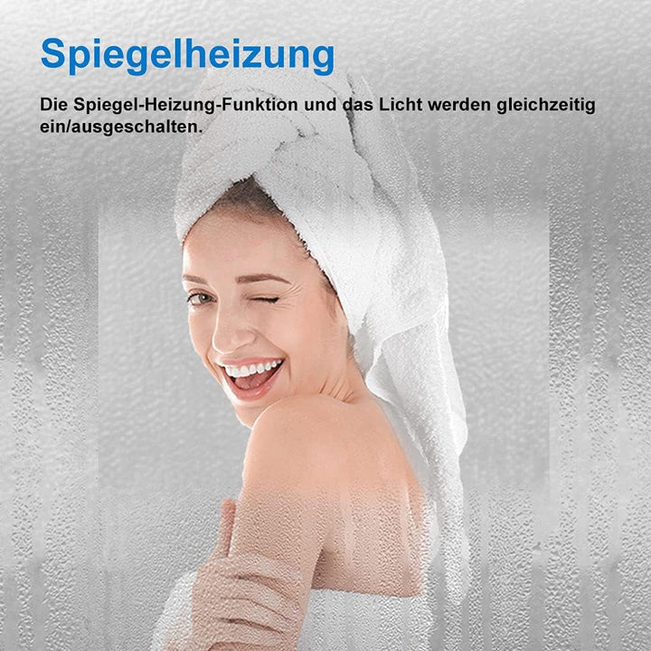 Aica Sanitär Runder Badspiegel mit Beleuchtung 80cm LED Spiegel Rund mit Helligkeit-dimmbar, Memory,