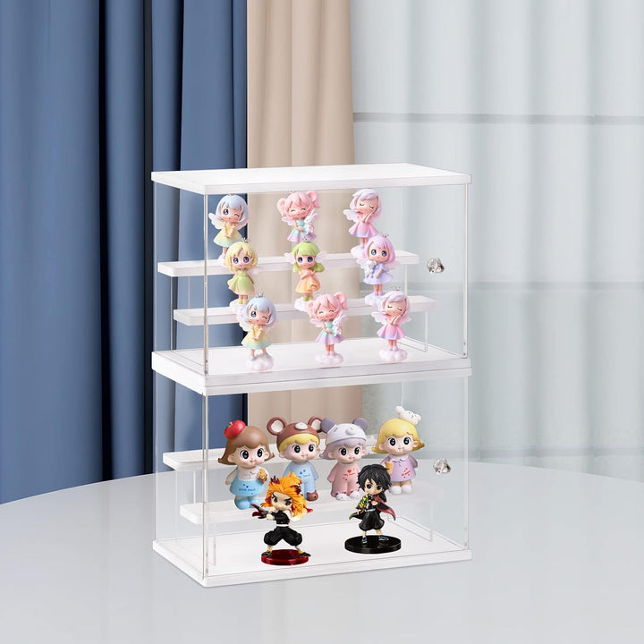 ECOSEAO Acryl Vitrine, transparente Aufbewahrungsbox mit Schiebetür, staubdichter Schutz, Aufbewahru
