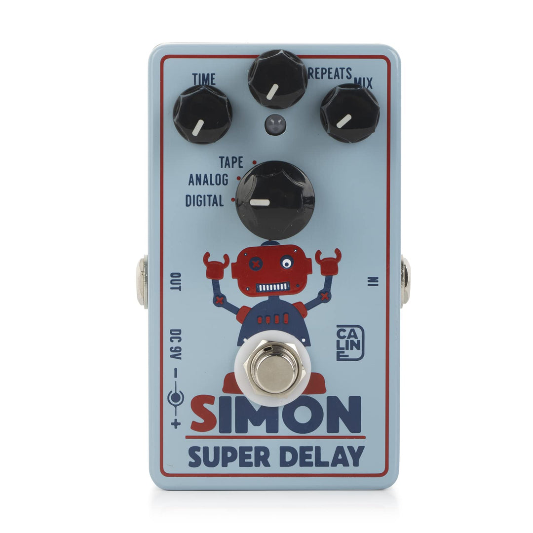 Caline CP-513 Simon Super Delay Gitarren-Effektpedal mit Digital-, Analog- und Bandoptionen weiss, w