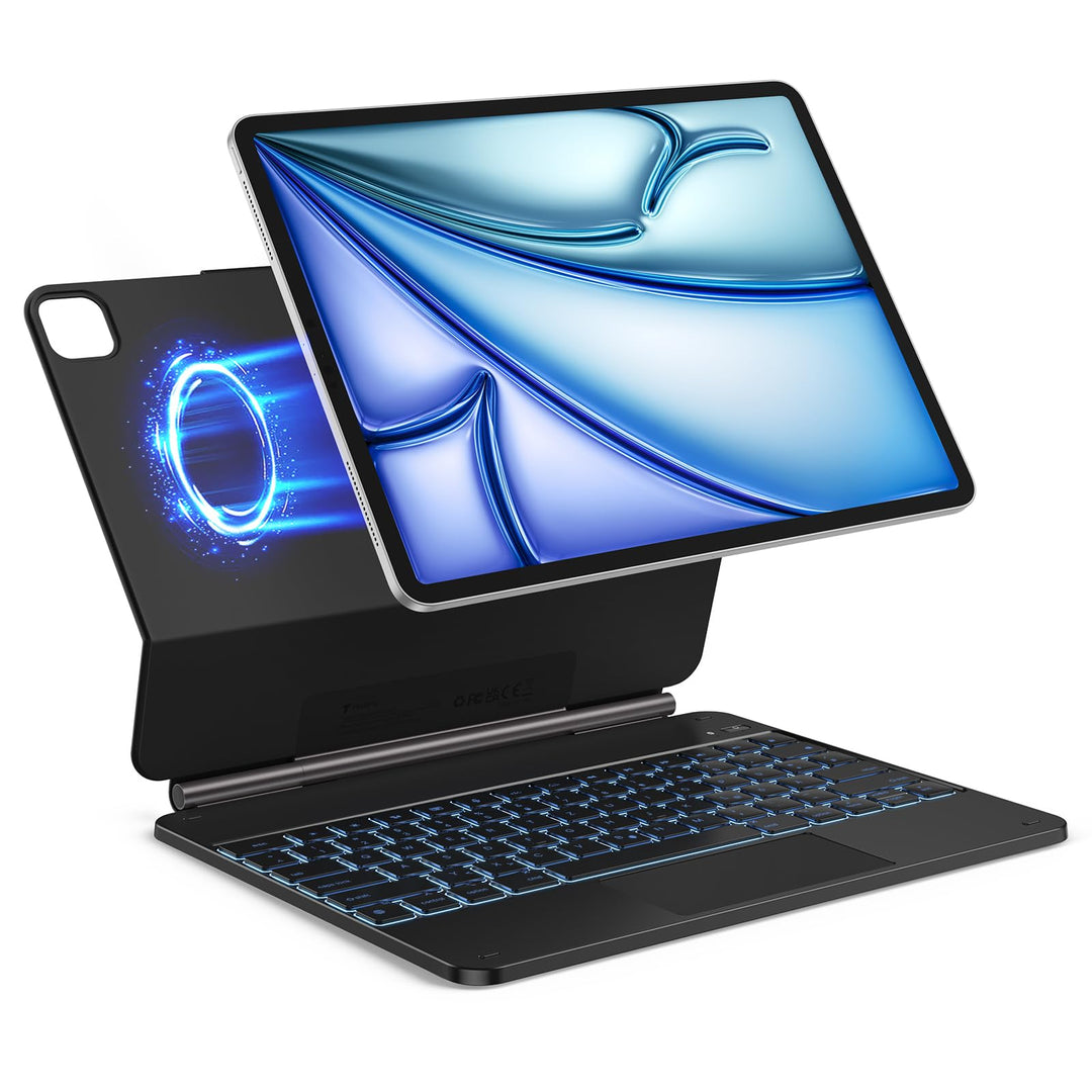TECURS Tastatur Hülle für iPad Air 13" (M2 2024), Tastatur für iPad Pro 12.9 (6/5/4/3 Gen), Magic Ke