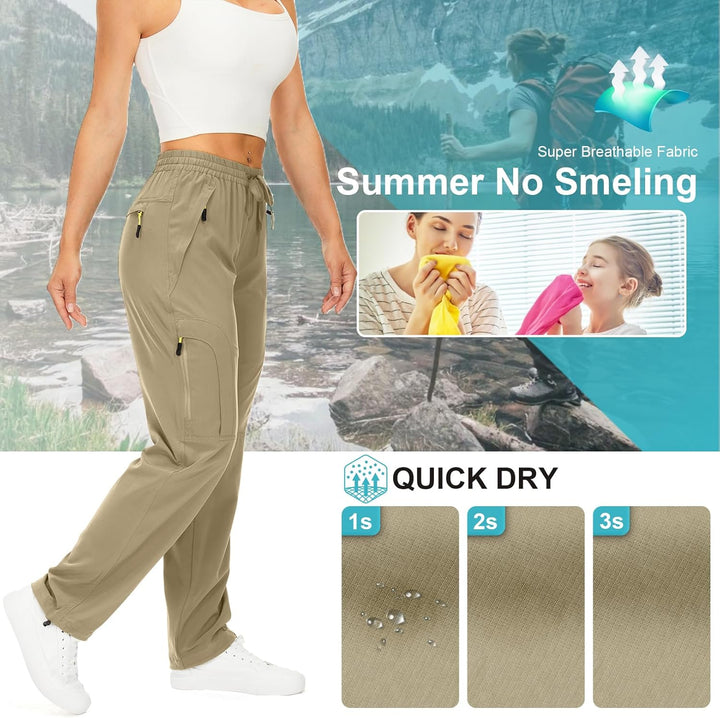 yeyity Wanderhose Damen Leichter Quick Dry Outdoorhose Atmungsaktiv Cargohose UV-Schutz Trekkinghose