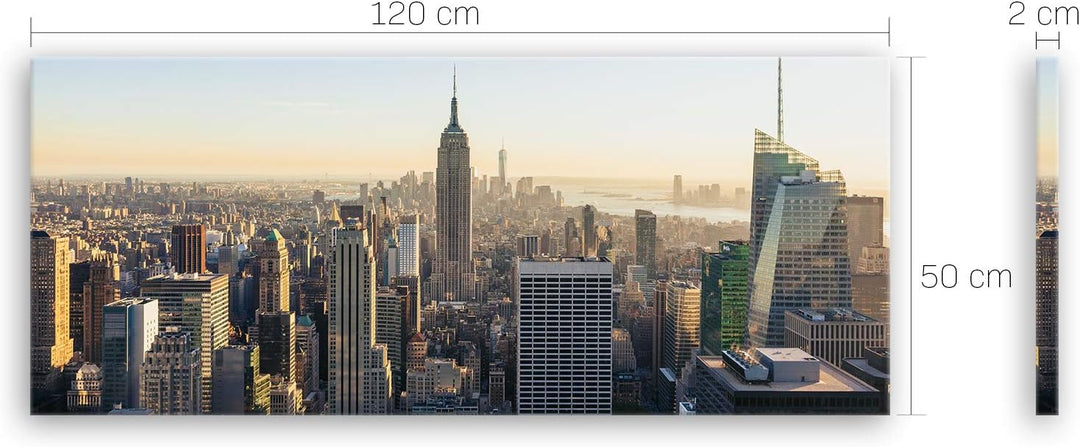 ge Bildet Bild auf Leinwand | New York City Skyline L in 120x50 cm als Panorama Wandbild XXL | Wand-
