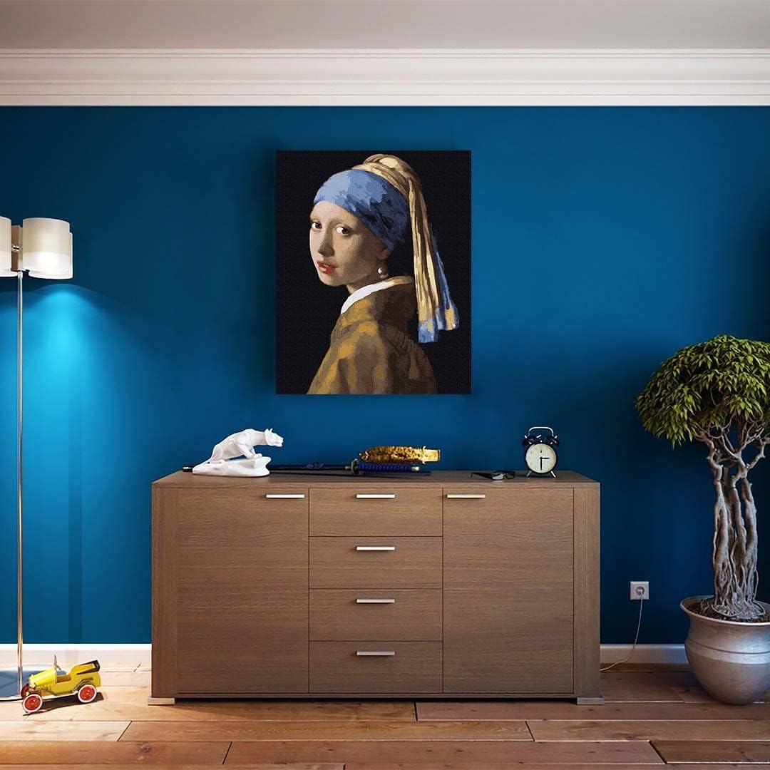 Artnapi Malen nach Zahlen Erwachsene mit Rahmen | DIY Handgemalt | Jan Vermeer Mädchen mit Perlenoho