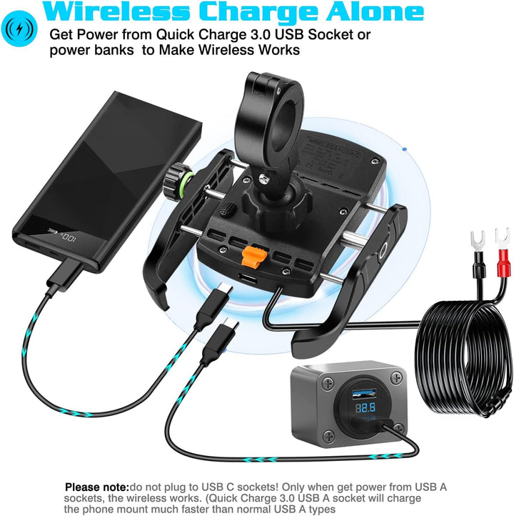 iMESTOU Motorrad Kabellose Telefonhalterung Ladegerät USB C Lenker Telefonhalterung Funktioniert mit