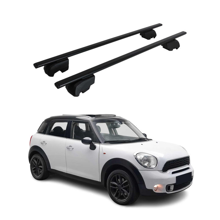 Dachträger Gepäckträger kompatibel mit Mini Countryman I 2010-2016 TÜV ABE Alu Schwarz 2X Countryman