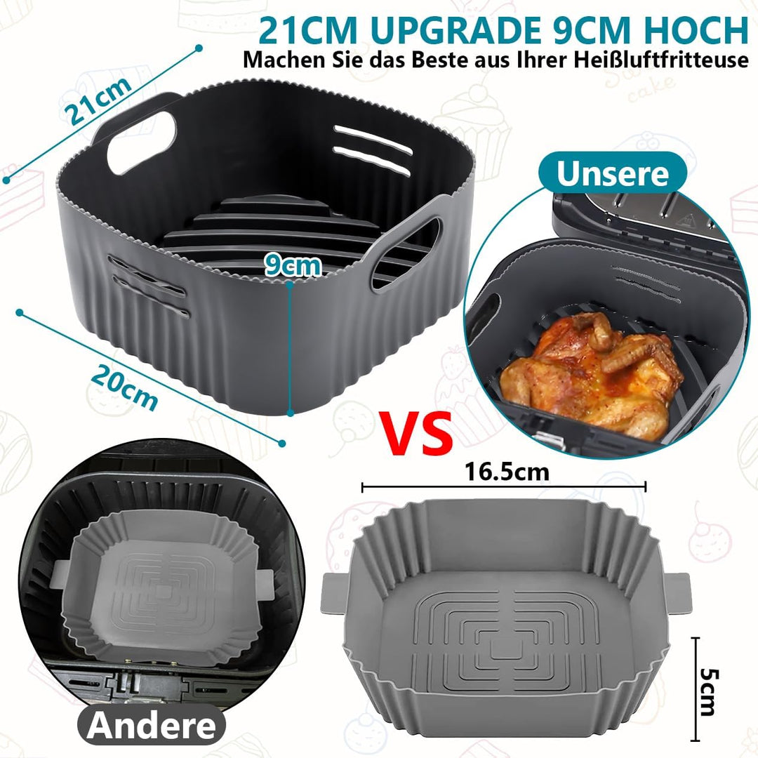 21CM Silikonform für Heissluftfritteuse, 2PCS Airfryer Zubehör XL Silikon Backform für Philip XL 6,2
