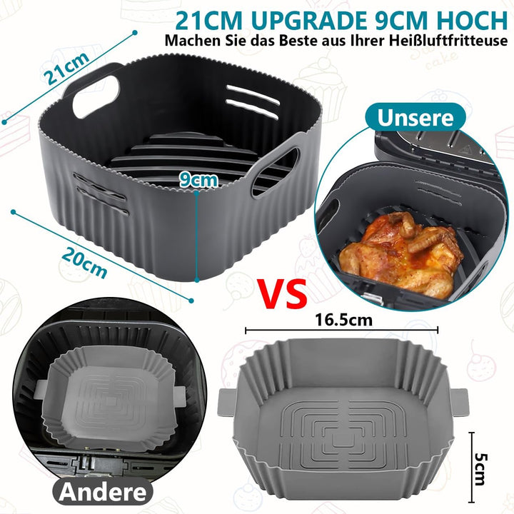 21CM Silikonform für Heissluftfritteuse, 2PCS Airfryer Zubehör XL Silikon Backform für Philip XL 6,2