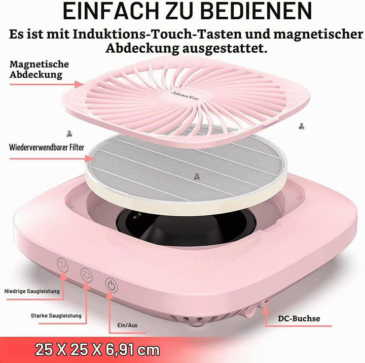 MelodySusie Nagelstaubsauger mit Filter, Professionelle Staubabsaugung für Nagelstudio &amp; Zuhause Lei