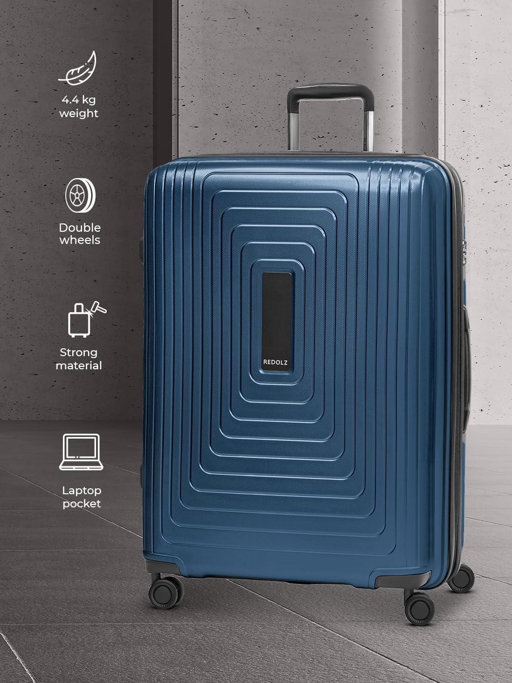 REDOLZ sehr grosser Hartschalen L+ Trolley | 52 x 34 x 77 cm | mit Dehnfalte von 123 auf 140 Liter e