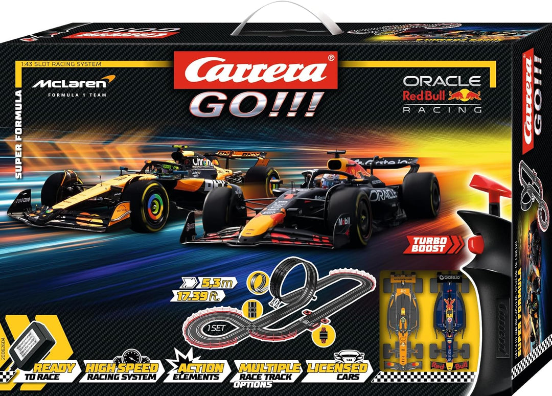 Carrera GO Super Formula – Formel-1-Rennbahn Set mit Red Bull RB21 M. Verstappen No.1 und McLaren MC