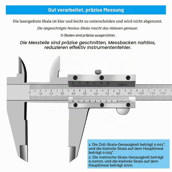 ZLKSKER 0-12 Zoll / 300 mm Mikrometer-Messschieber, Edelstahl Präzisionsmesswerkzeug (Zoll/metrisch)
