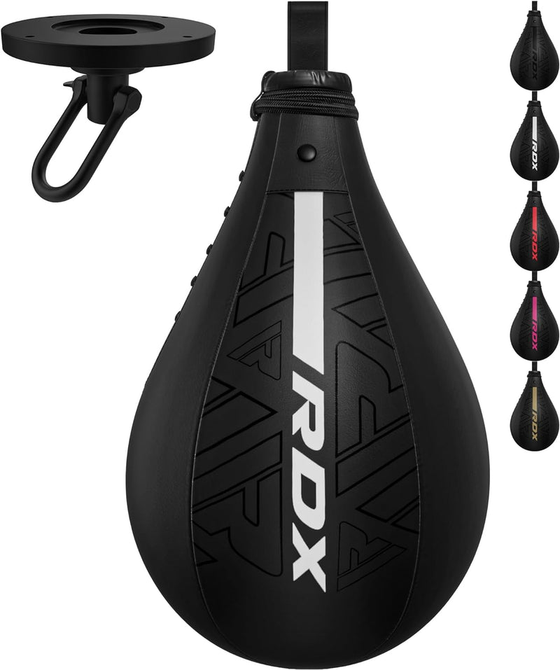 RDX Boxbirne Maya Hide Leder Set, Speedball Hängend Mit Halterung, Punchingball Boxing Speed Bag, Ge