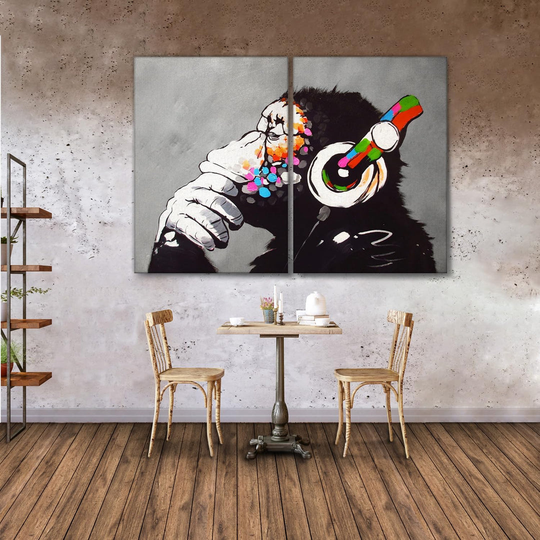 Giallobus - Grosse Gemälde im XXL-Format - Banksy - Street Art - DJ Monkey - Leinwand - 204x140cm |