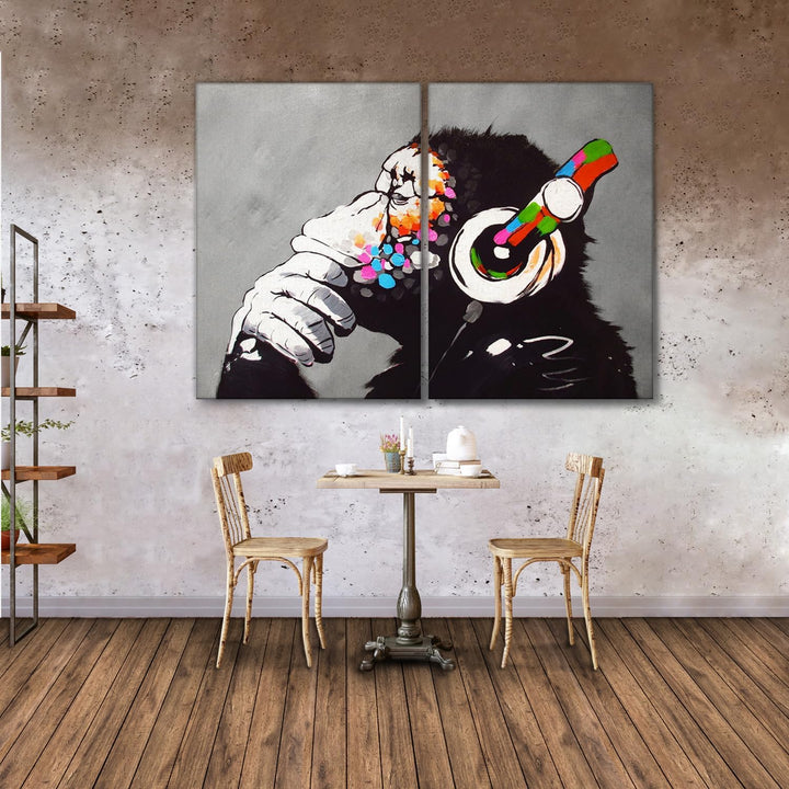 Giallobus - Grosse Gemälde im XXL-Format - Banksy - Street Art - DJ Monkey - Leinwand - 204x140cm |