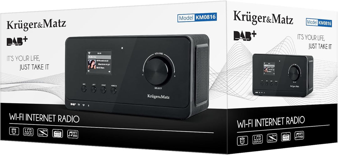 Krüger&Matz KM0816 Internetradio mit Wetterstation, Alarm, RDS, Bluetooth FM/DAB+ / Internet Schwarz