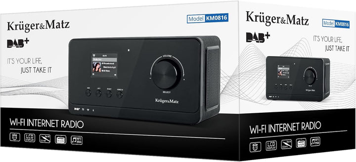 Krüger&Matz KM0816 Internetradio mit Wetterstation, Alarm, RDS, Bluetooth FM/DAB+ / Internet Schwarz