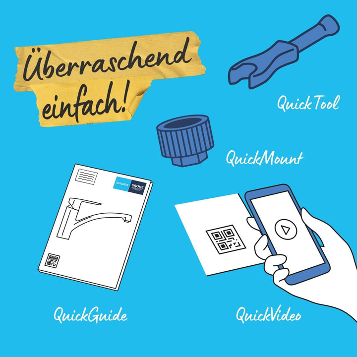 Grohe Get | Küchenarmatur - Einhand-Spültischbatterie, mit herausziehbarer Brause & integrierter Mag