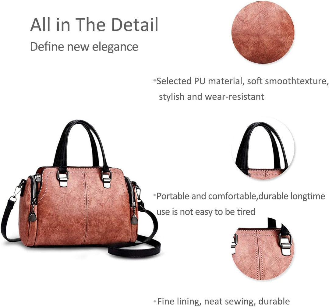 NICOLE&DORIS Damen Mode Taschen mit hohem Tragegriff Retro Handtaschen Schultertasche Umhängetasche
