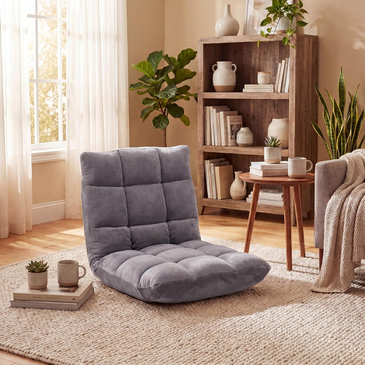 RELAX4LIFE Bodenstuhl klappbar, Bodensessel mit Liegefunktion (Grau) | Bodensitz mit Verstellbarer R