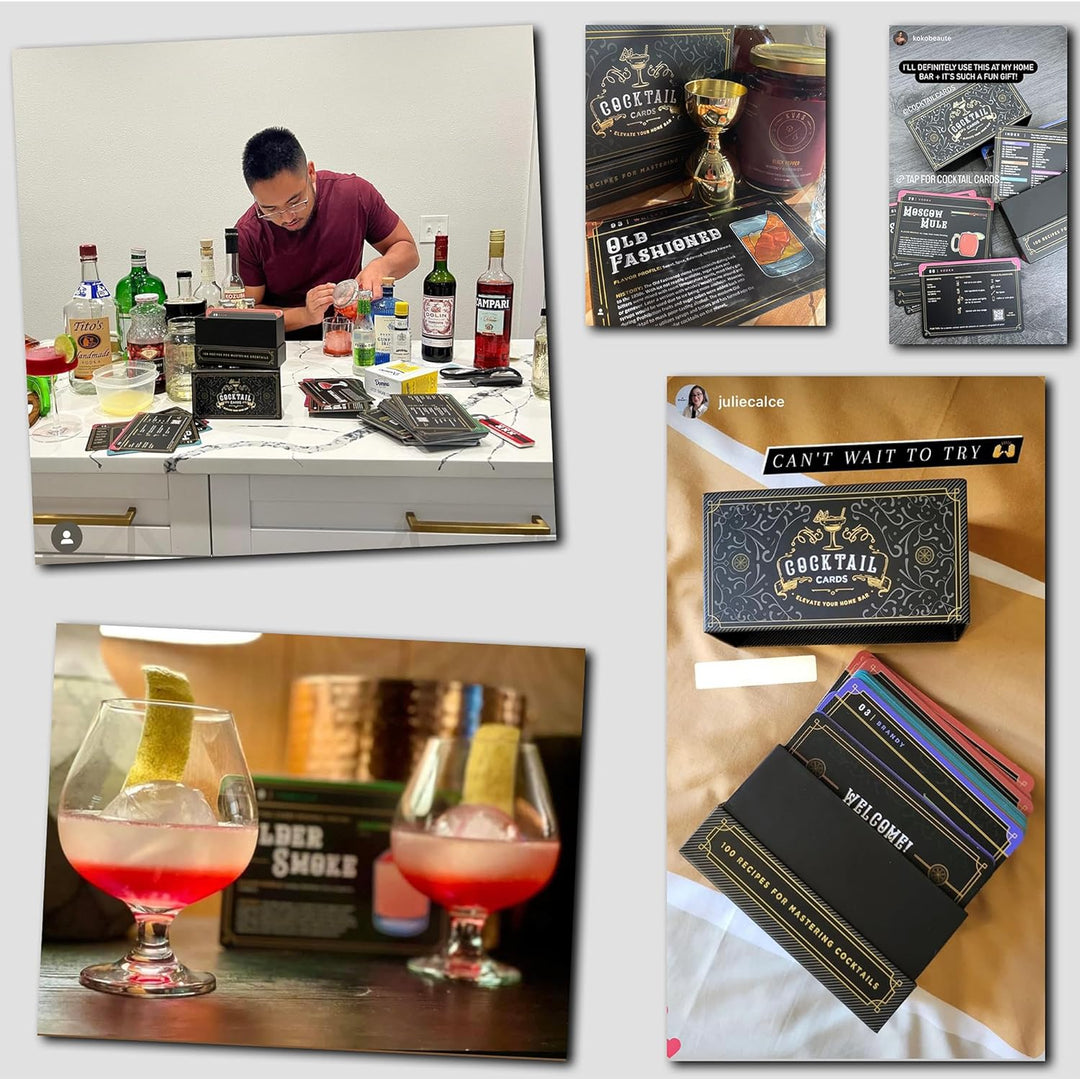 Cocktail Cards: 100 Cocktail Recipes to Master Cocktails in Barkeeper-Lernkartenform mit Schritt-für