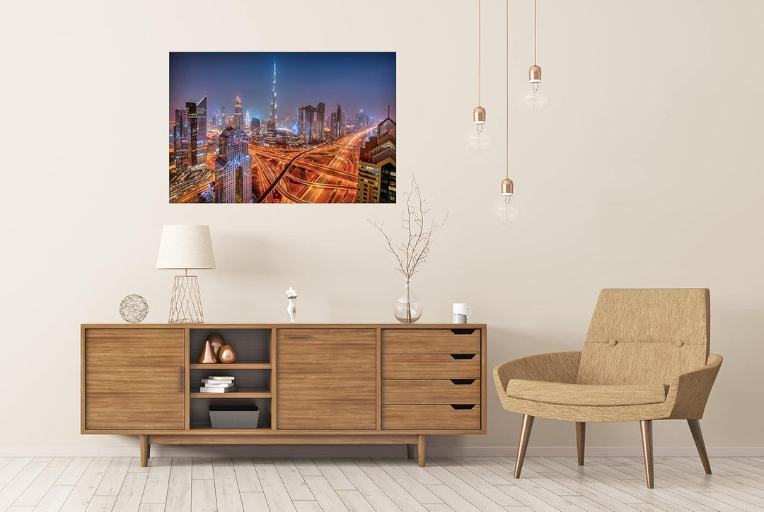 islandburner XXL Bild Poster Dubai Skyline Bei Nacht Vereinigte Arabische Emirate Premium Bilder Fot