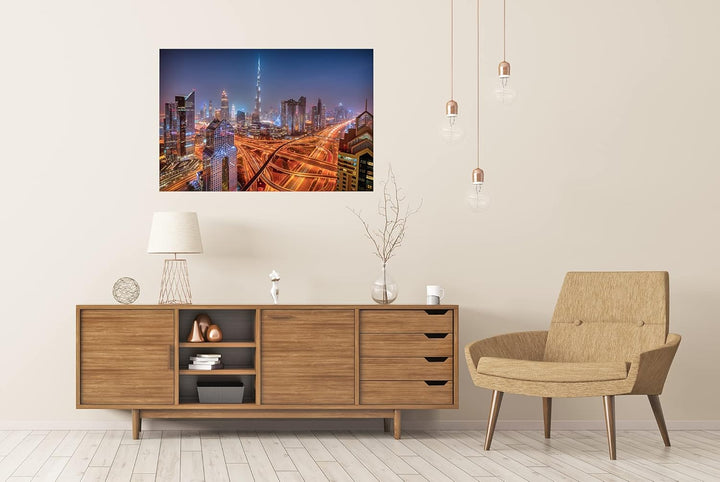 islandburner XXL Bild Poster Dubai Skyline Bei Nacht Vereinigte Arabische Emirate Premium Bilder Fot