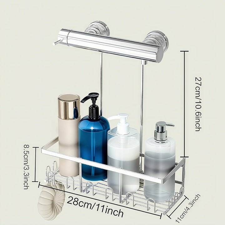 Duschablage Zum Hängen - Duschkorb Ohne Bohren | Duschregal Hängen mit 12 Haken | Shampoo Halterung