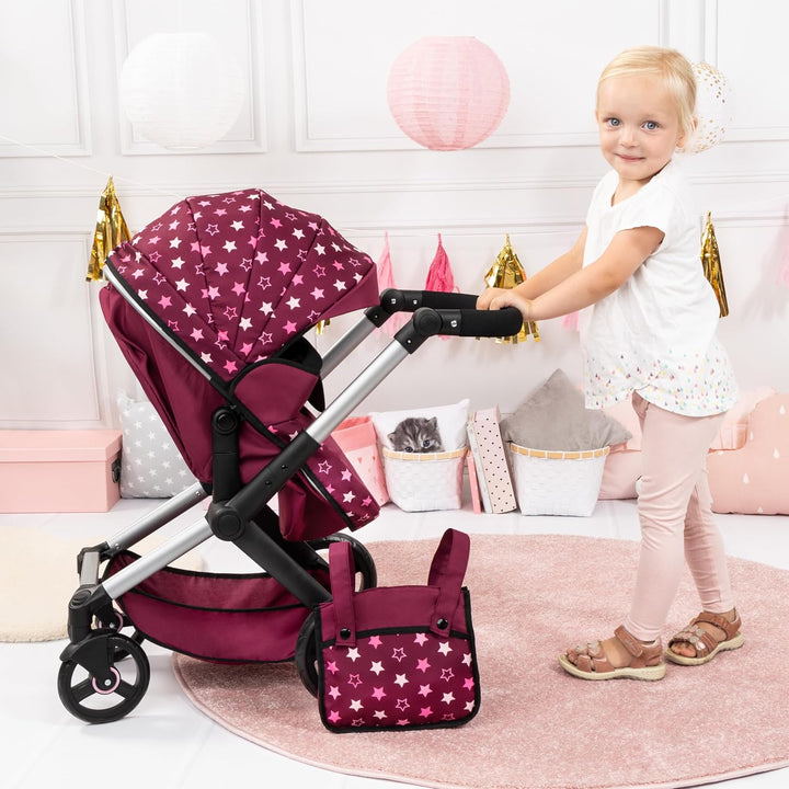 Bayer Design 17023AA Puppenwagen Xeo mit Tasche, höhenverstellbarer Griff, Schwenkschieber, wandelba