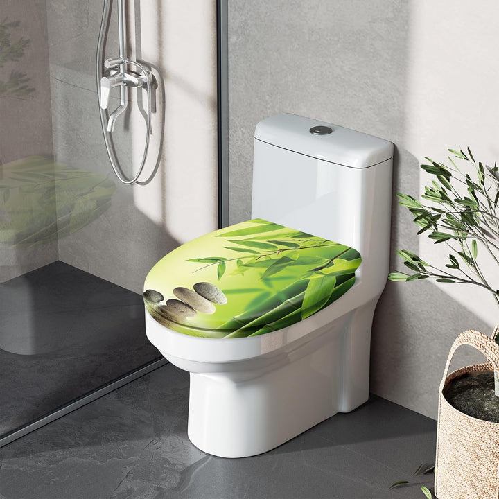 WC-Sitz Toilettendeckel mit Soft-Close, Duroplast &amp; Edelstahl, Antistatisch &amp; Antibakteriell, Abnehm