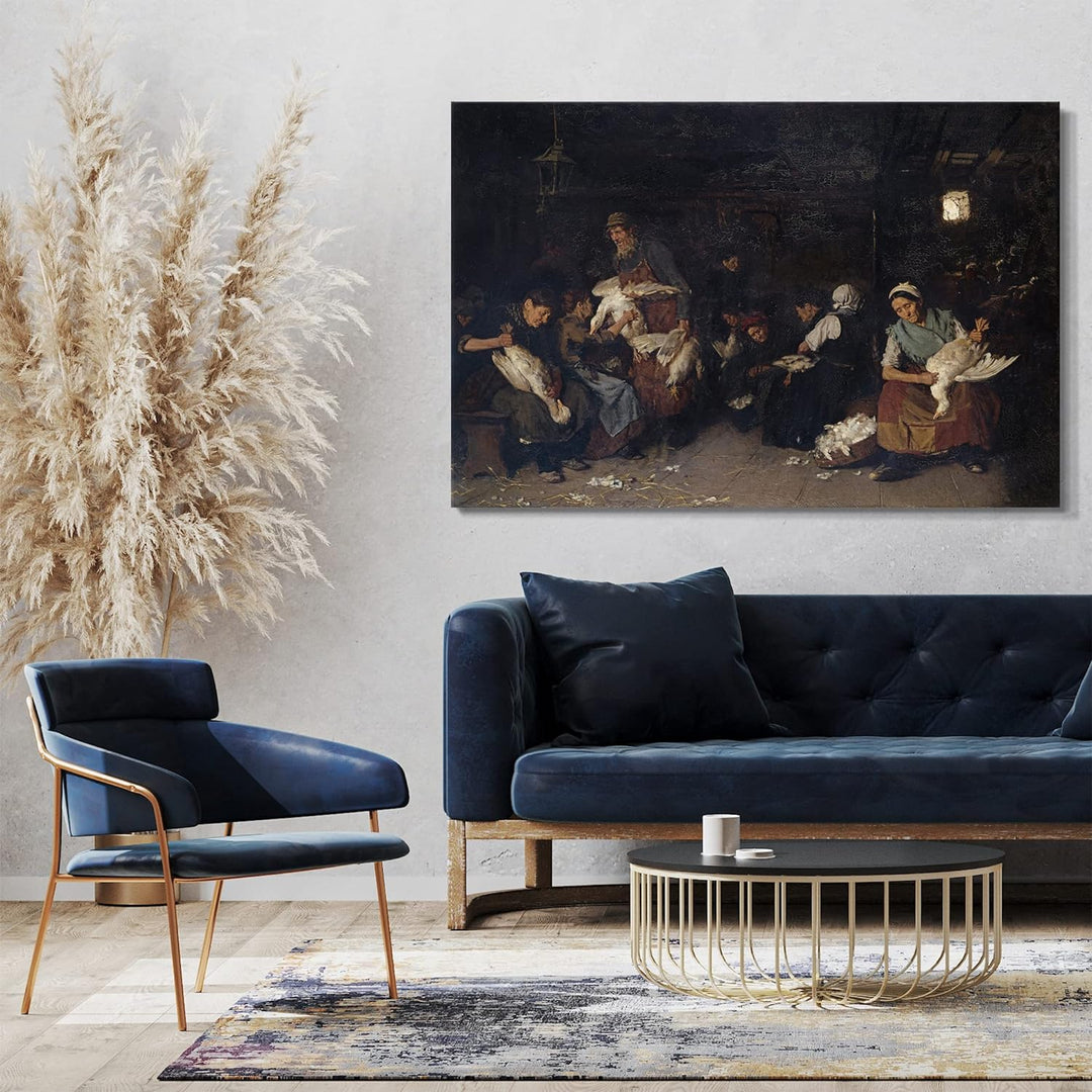 Printed Paintings Leinwand (80x60cm): Max Liebermann - Gänserupferinnen 80x60 cm, 80x60 cm