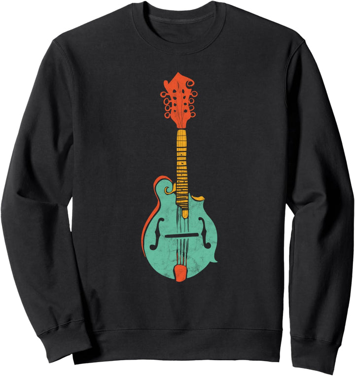 Funky Retro Mandolin Minimalist String Instrument Graphic Sweatshirt