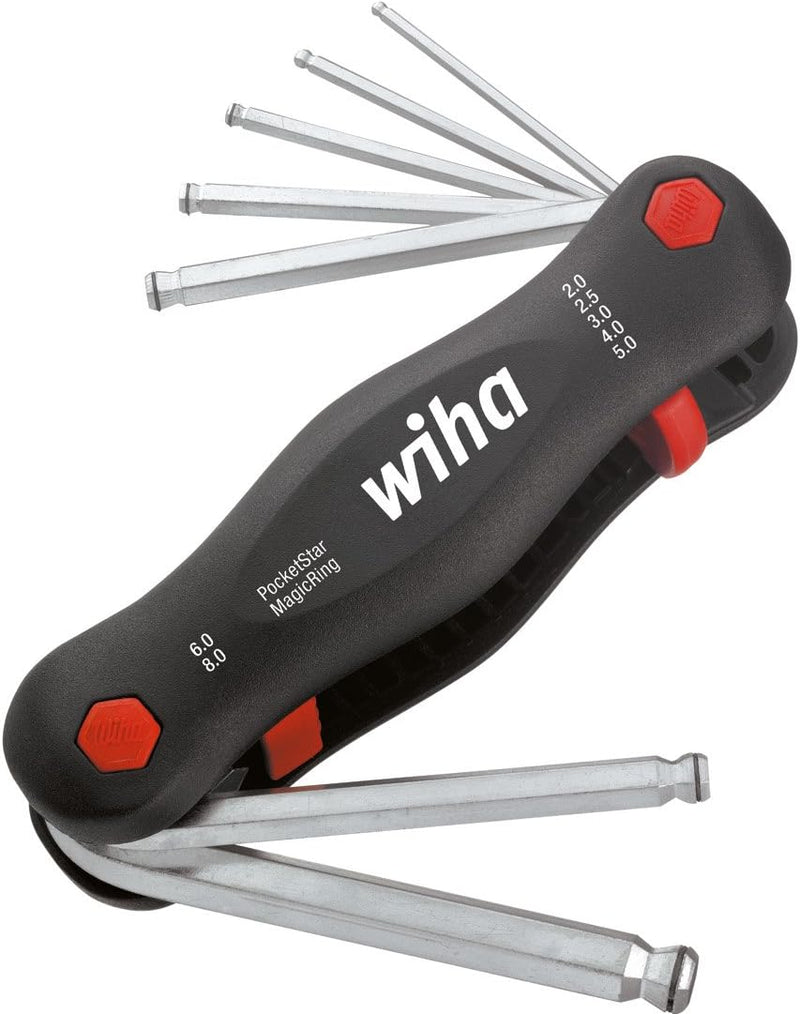 Wiha Multitool PocketStar® Sechskant-Kugelkopf MagicRing 7-tlg., per Tastendruck schneller Zugriff,