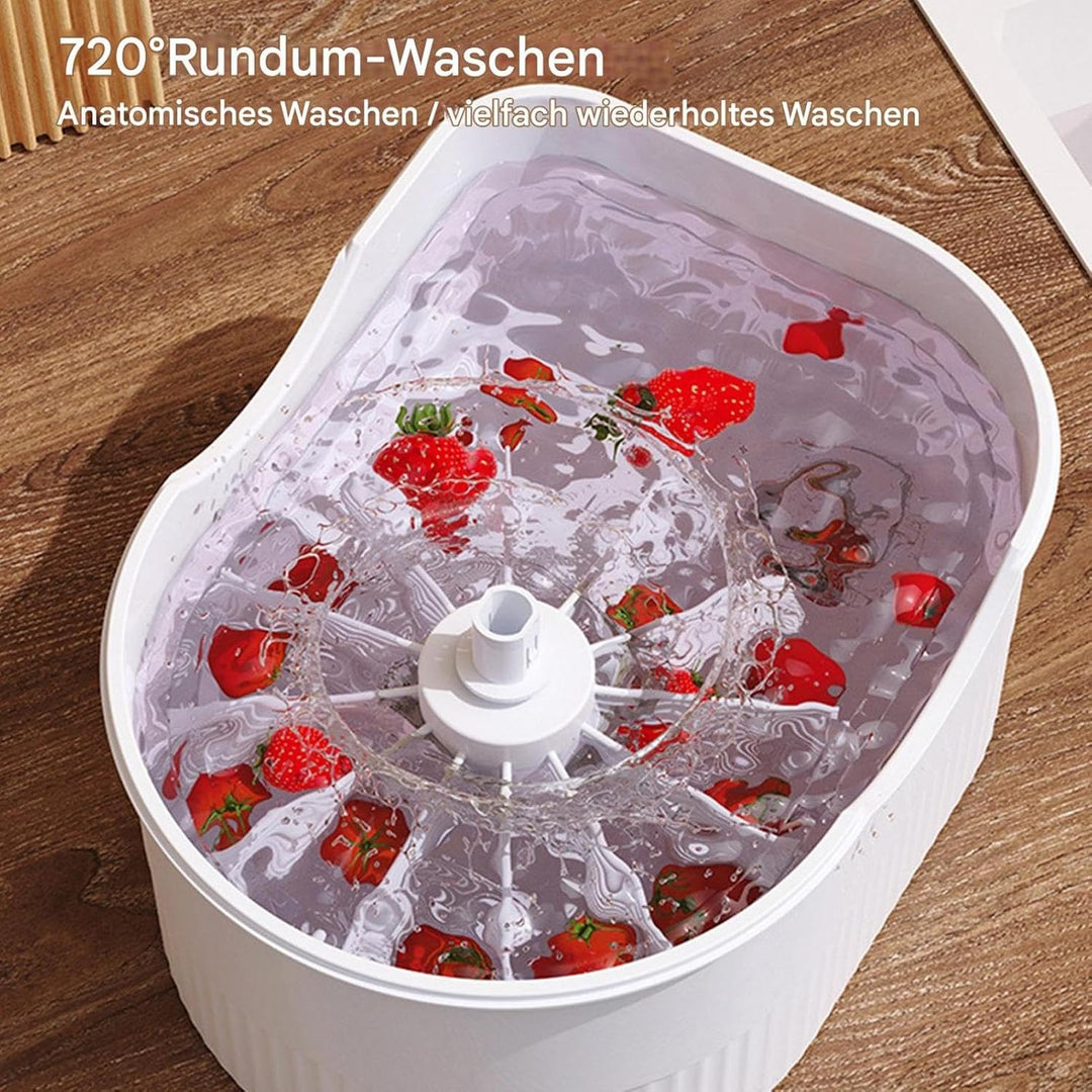 Multifunctional Fruit Cleaner Spinner with Hand Crank, Rotating Vegetable Washer and Potato Scrubber