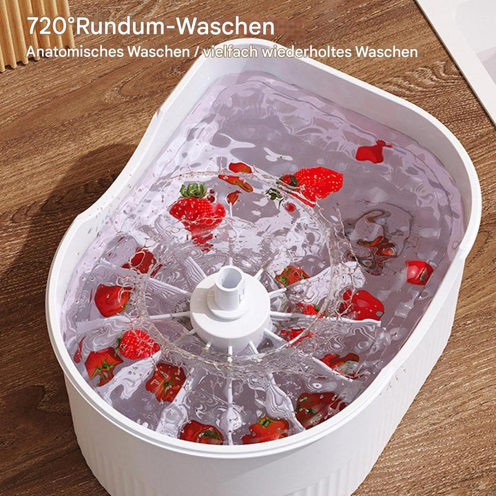 Multifunctional Fruit Cleaner Spinner with Hand Crank, Rotating Vegetable Washer and Potato Scrubber