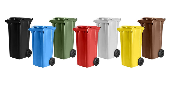 Hardwex Mülltonne mit 2 Rädern und Deckel, Müllgrossbehälter, Abfalltonne, Mülleimer, Volumen: 120 L