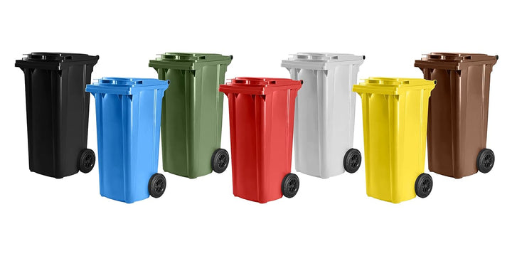Hardwex Mülltonne mit 2 Rädern und Deckel, Müllgrossbehälter, Abfalltonne, Mülleimer, Volumen: 120 L