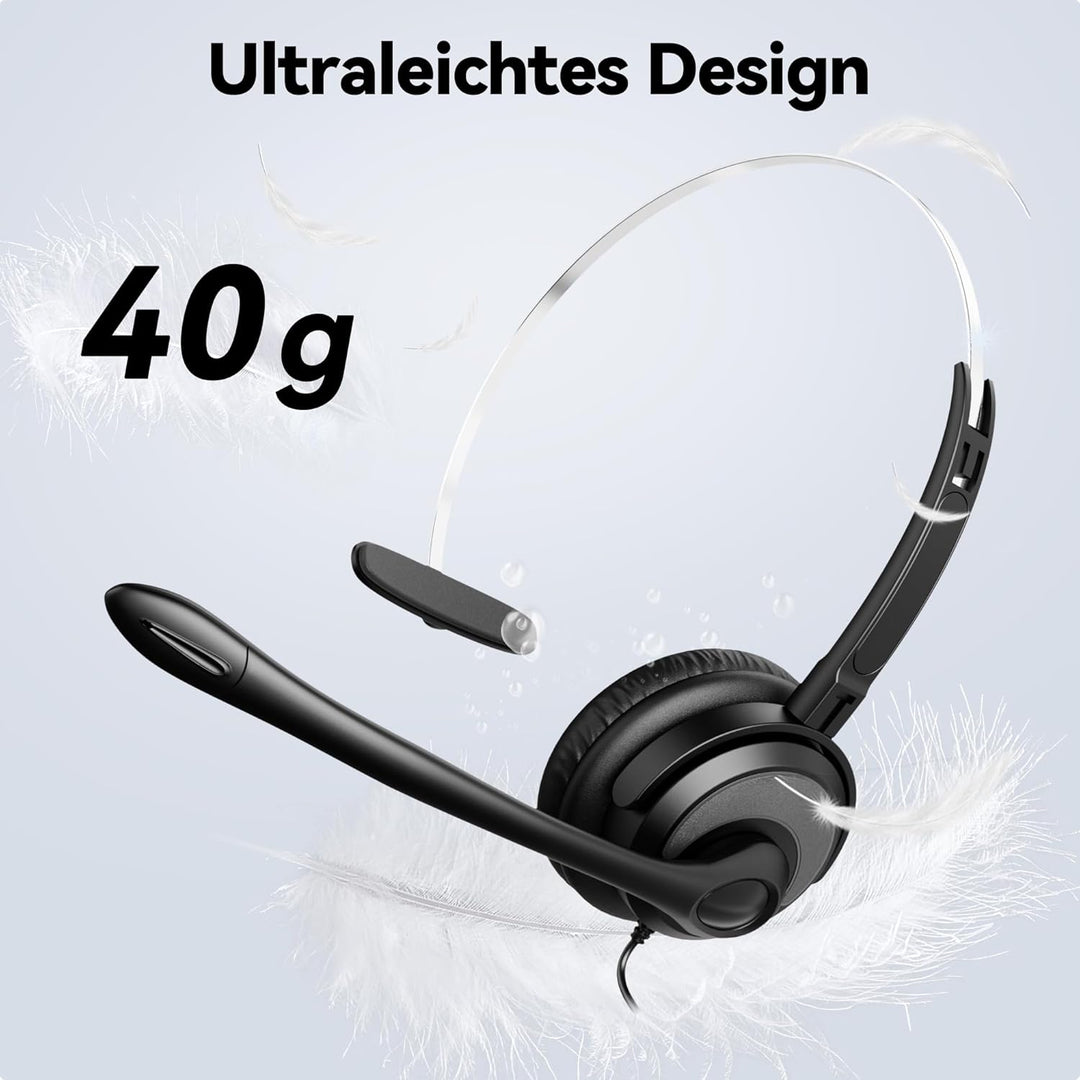 Voistek USB Headset mit Mikrofon für Laptop PC, Geräuschunterdrückung, USB-A/USB-C, Einseitiges Head