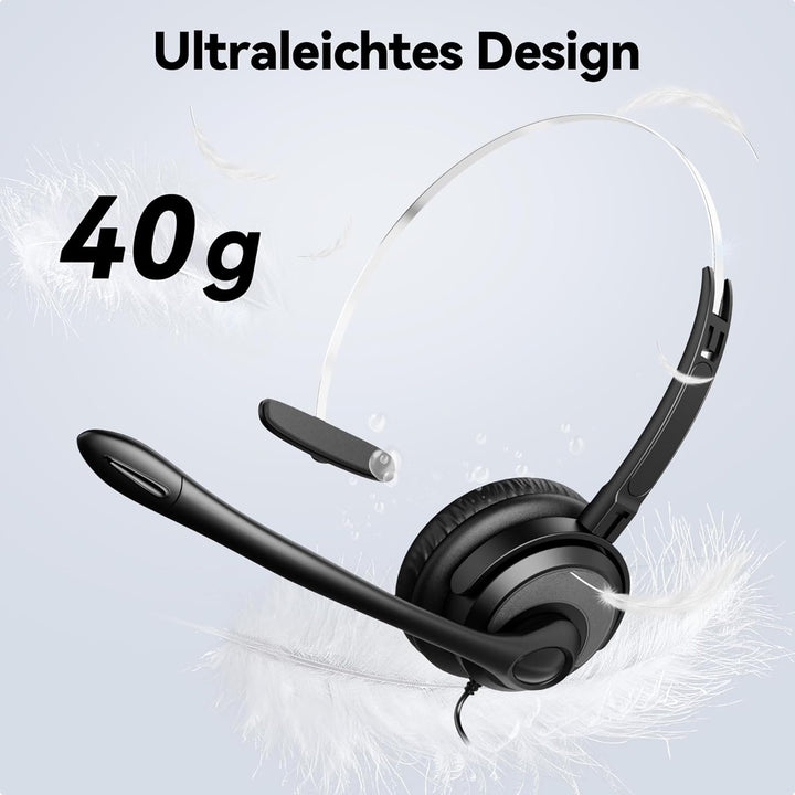 Voistek USB Headset mit Mikrofon für Laptop PC, Geräuschunterdrückung, USB-A/USB-C, Einseitiges Head