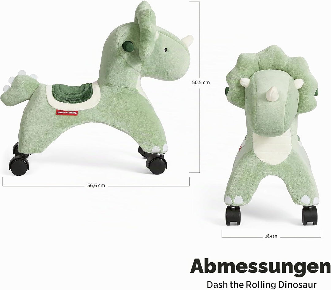 Radio Flyer Dash der rollende Dinosaurier, Rutschspielzeug, Grünes Rutschauto für Kleinkinder von 1