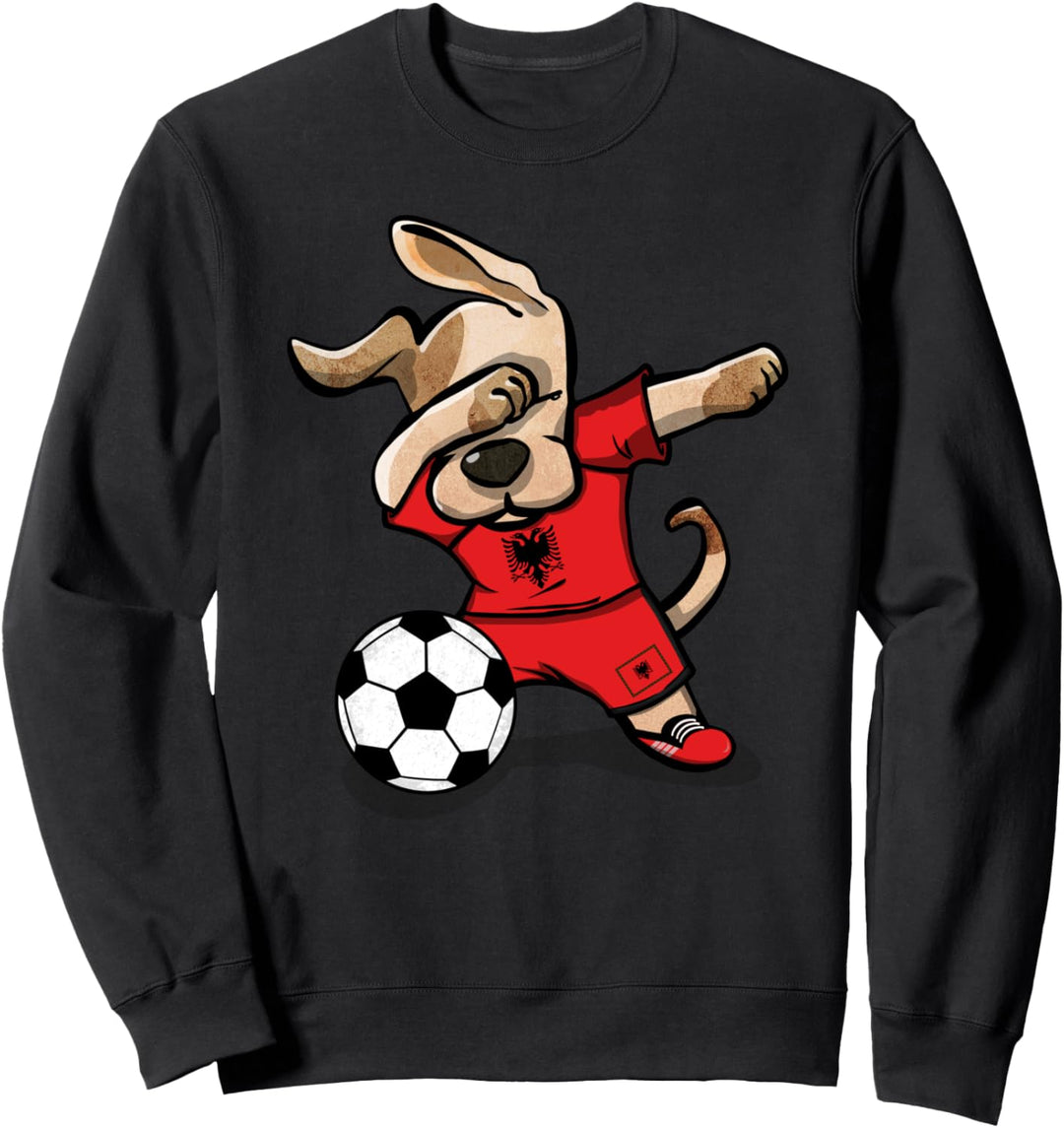 Funny Dabbing Dog Hund Albanien Fussball - Albanische Flagge Sweatshirt
