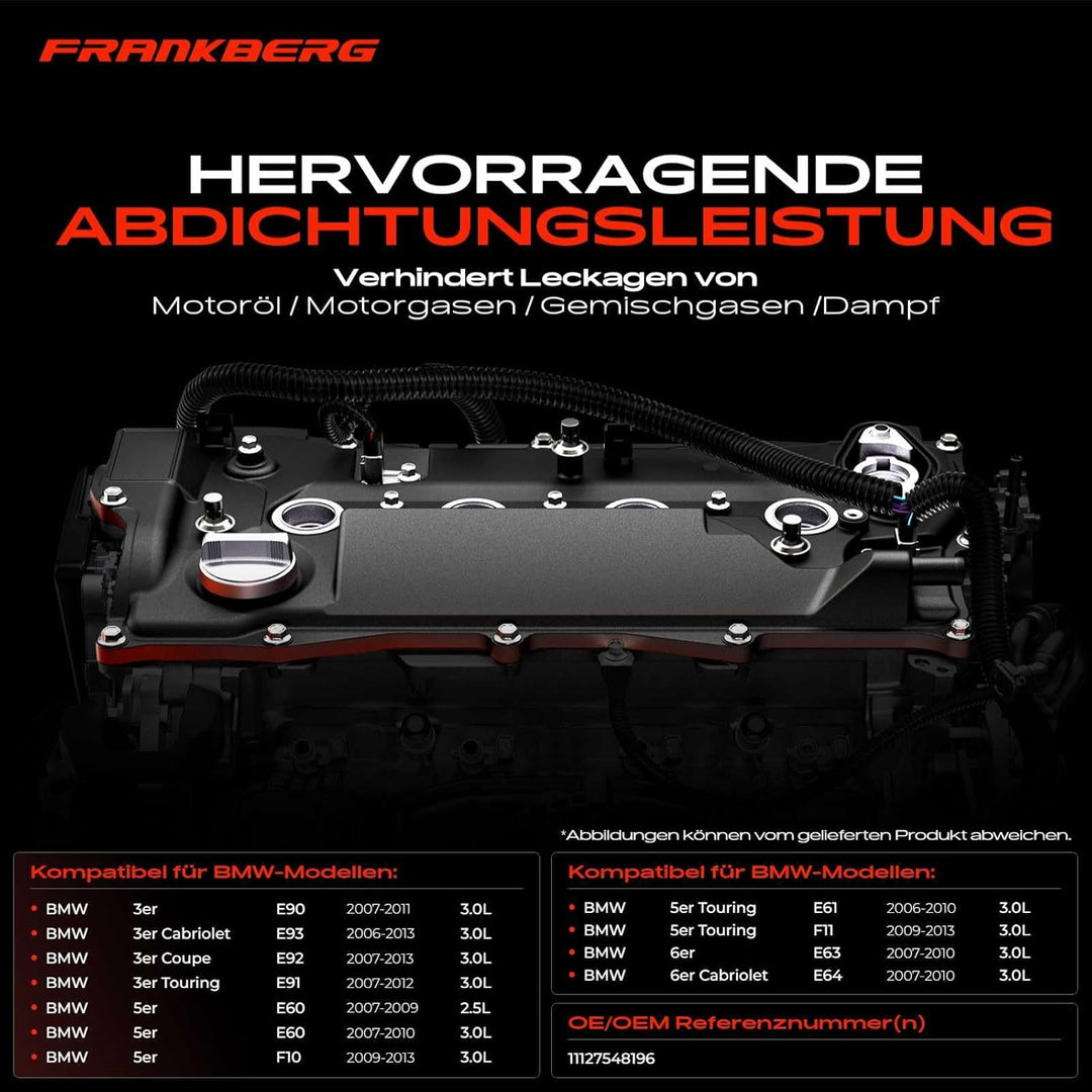 Frankberg Ventildeckel Zylinderkopfhaube Kompatibel mit 3er E90 E91 E92 E93 5er E60 F10, F18 E61 6er