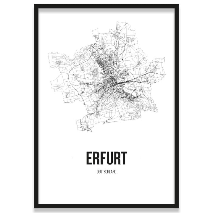 JUNIWORDS Stadtposter, Erfurt, Wähle eine Grösse, 40 x 60 cm, Poster mit Rahmen, Schrift B, Weiss 40