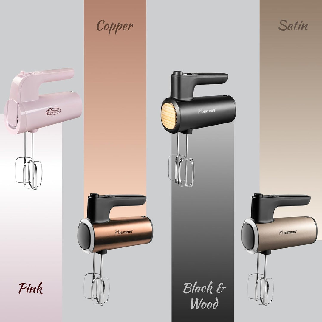 Bestron Power Handmixer, Leistungsstarker Handmixer mit 6 Stufen, Turbo-Funktion & LCD-Display, Rühr