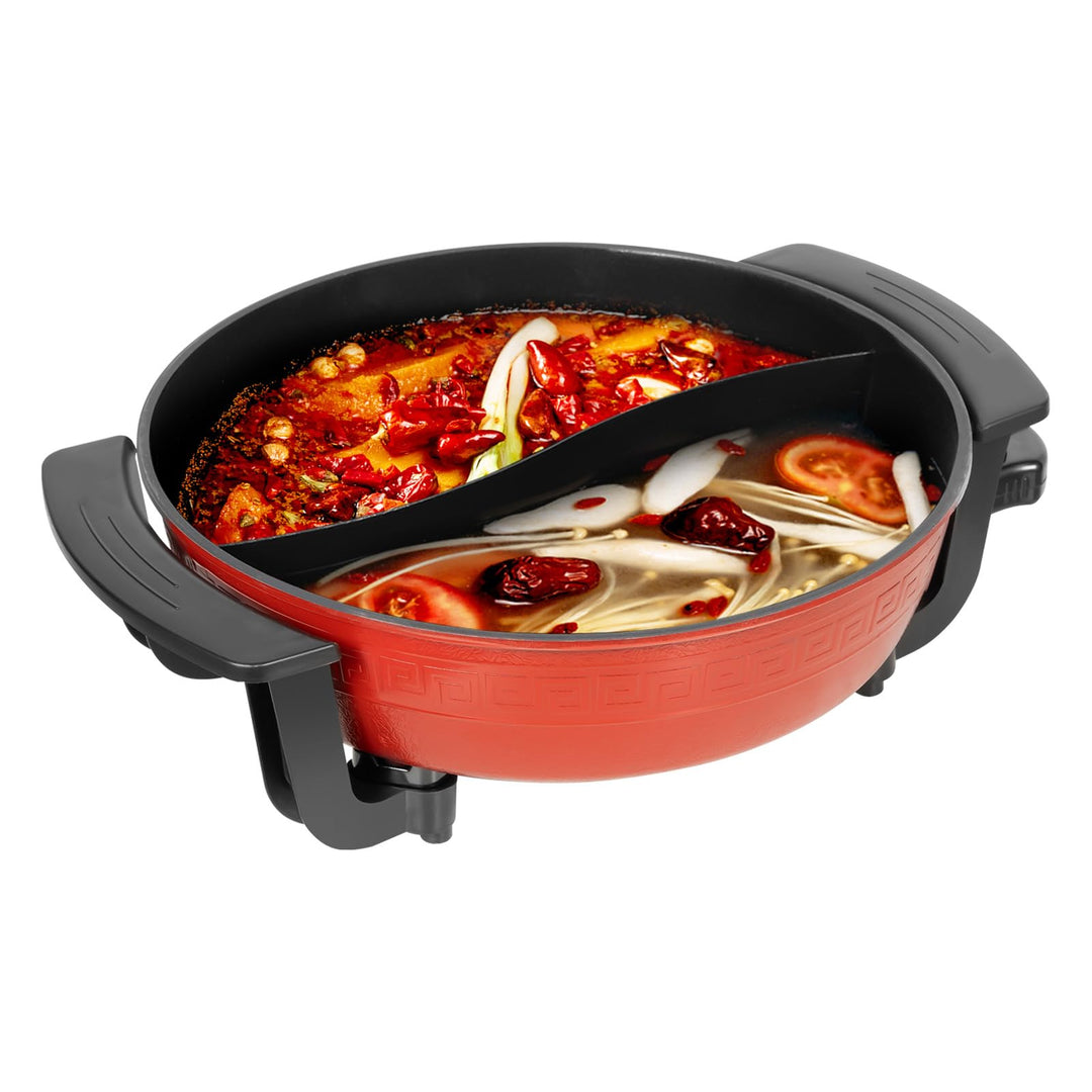 Elektrischer Kochtopf mit Deckel,6L Elektrische Hot Pot,Antihaft Hot Pot Multikocher,1360W 220V Hotp