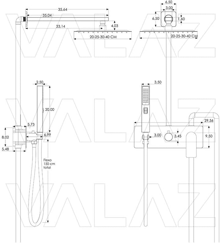 VALAZ Unterputz Duscharmatur Gold Gebürstet PVD-Schutz | Duschsystem mit Regendusche Regeneffekt | 2