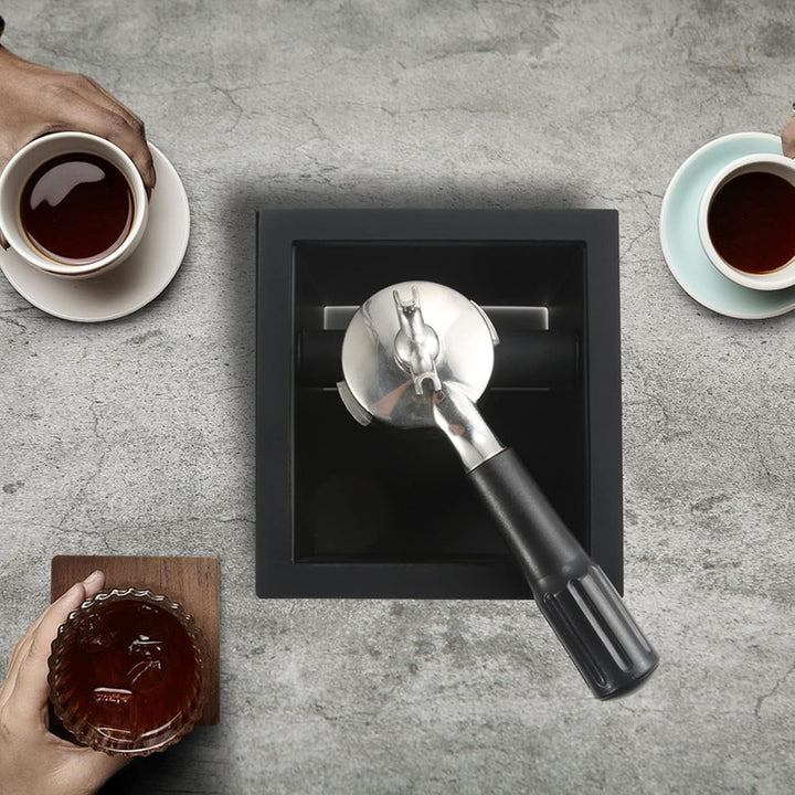 Kaffee Klopfbox, Espresso-Klopfbox aus Edelstahl Abklopfbehälter für Siebträger Mund Espresso Knock