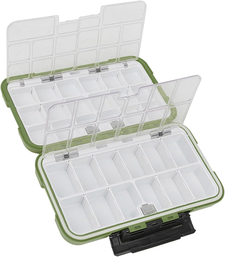 Wasserdichter Organizer für Angelgeräte mit Doppelseitigen Fächern für Köder, Haken und Zubehör. Dic