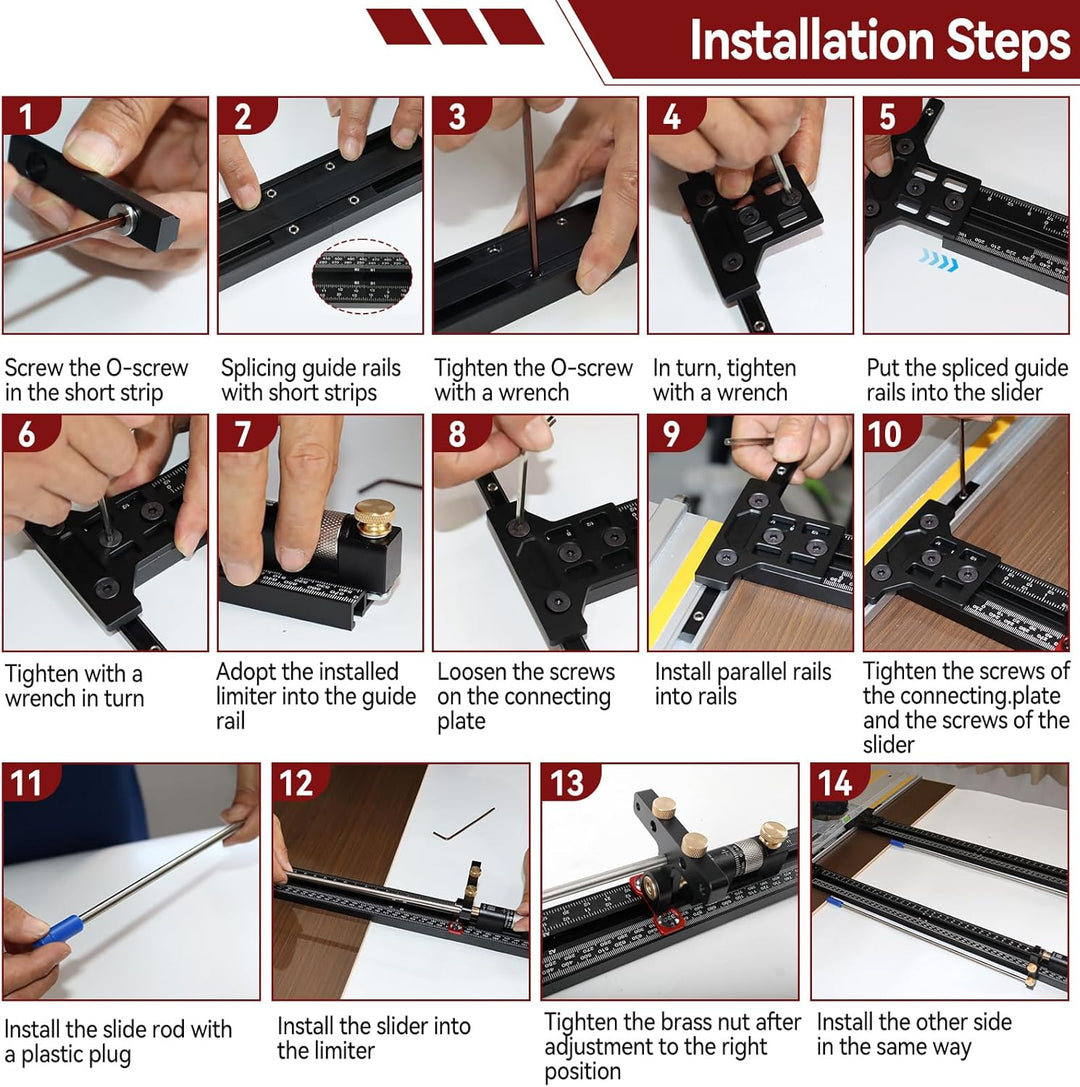Schienensäge-Parallelführungssystem mit mikro-verstellbarem Flip-Stop, Präzisions-Holzbearbeitungs-S