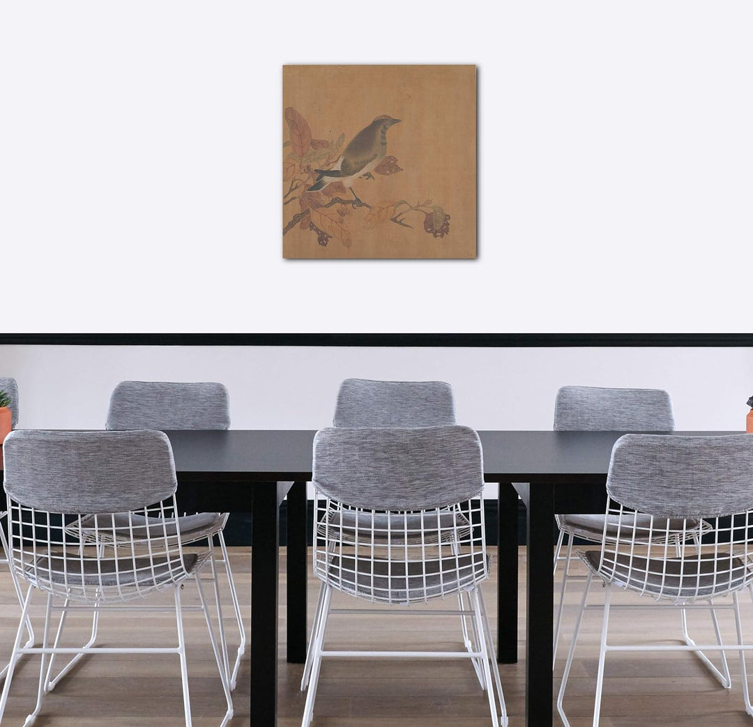 Printed Paintings Leinwand (60x60cm): Nicht identifizierter Künstler - Vogel auf Zweig 60x60 cm, 60x