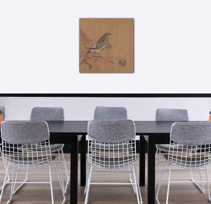 Printed Paintings Leinwand (60x60cm): Nicht identifizierter Künstler - Vogel auf Zweig 60x60 cm, 60x